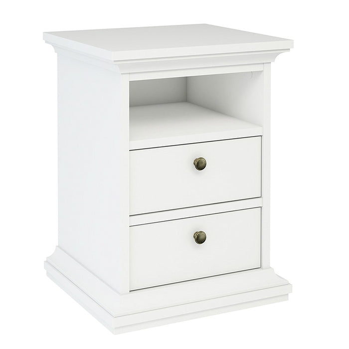 Parisian 2 Drawer Bedside in White - The Furniture Mega Store 