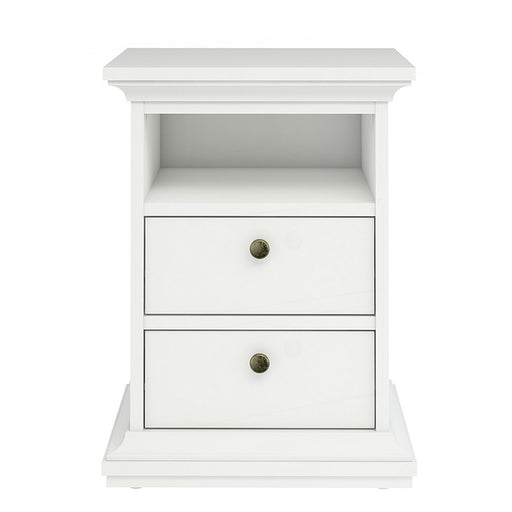 Parisian 2 Drawer Bedside in White - The Furniture Mega Store