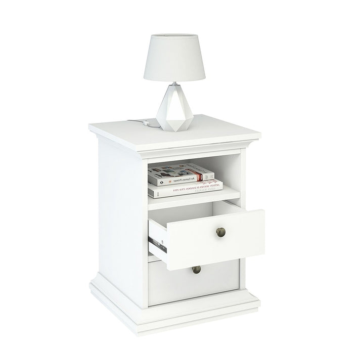 Parisian 2 Drawer Bedside in White - The Furniture Mega Store 