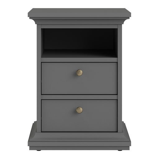 Parisian 2 Drawer Bedside in Matt Grey - The Furniture Mega Store 