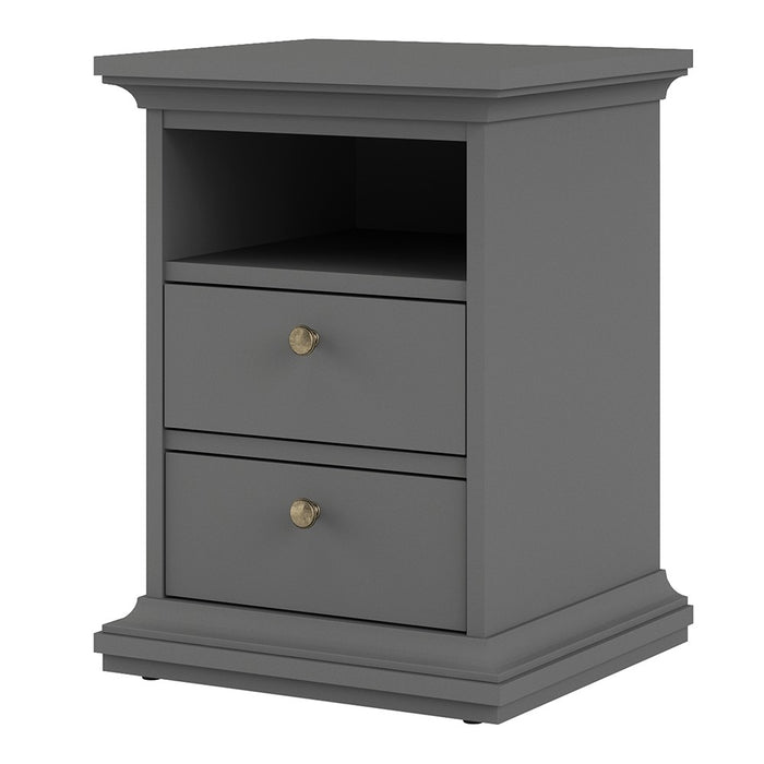 Parisian 2 Drawer Bedside in Matt Grey - The Furniture Mega Store 