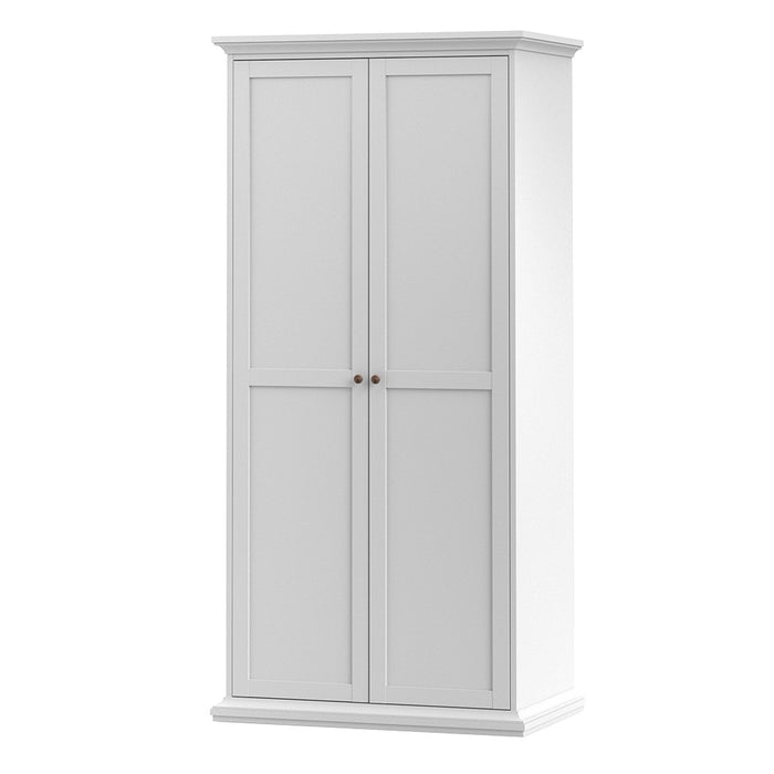 Parisian 2 Door Wardrobe in White - The Furniture Mega Store 