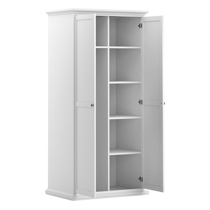 Parisian 2 Door Wardrobe in White - The Furniture Mega Store 