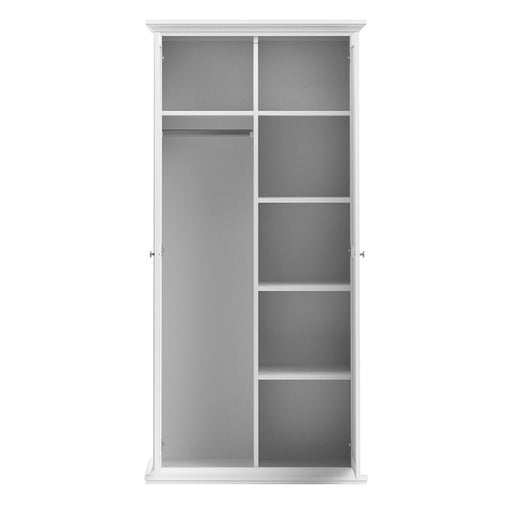 Parisian 2 Door Wardrobe in White - The Furniture Mega Store 