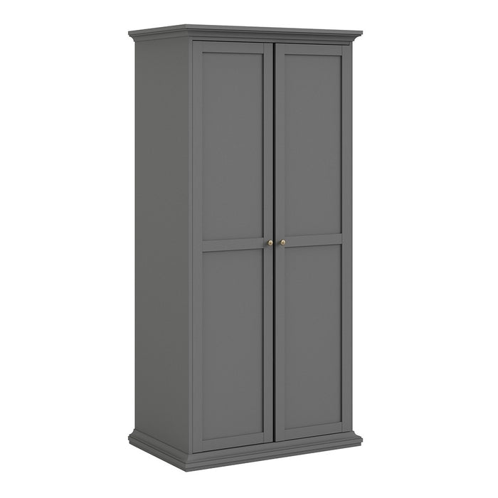 Parisian 2 Door Wardrobe in Matt Grey - The Furniture Mega Store 