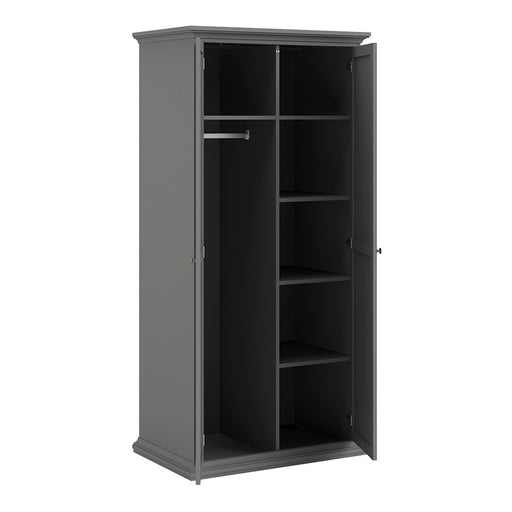 Parisian 2 Door Wardrobe in Matt Grey - The Furniture Mega Store 