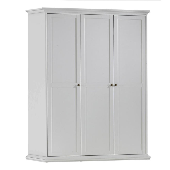 Parisian 3 Door Triple Wardrobe in White - The Furniture Mega Store 