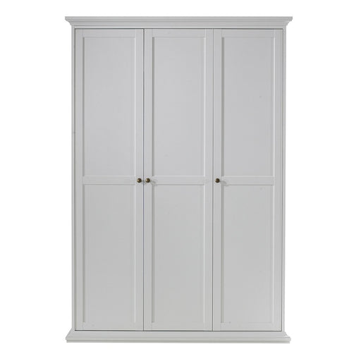 Parisian 3 Door Triple Wardrobe in White - The Furniture Mega Store 