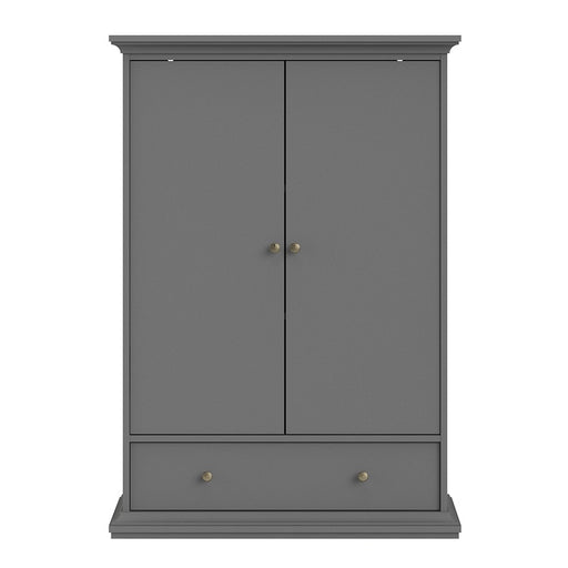 Parisian 2 Door 1 Drawer & 2 Shelves Wardrobe in Matt Grey - The Furniture Mega Store 