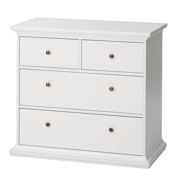 Parisian Chest of 4 Drawers in White - The Furniture Mega Store 