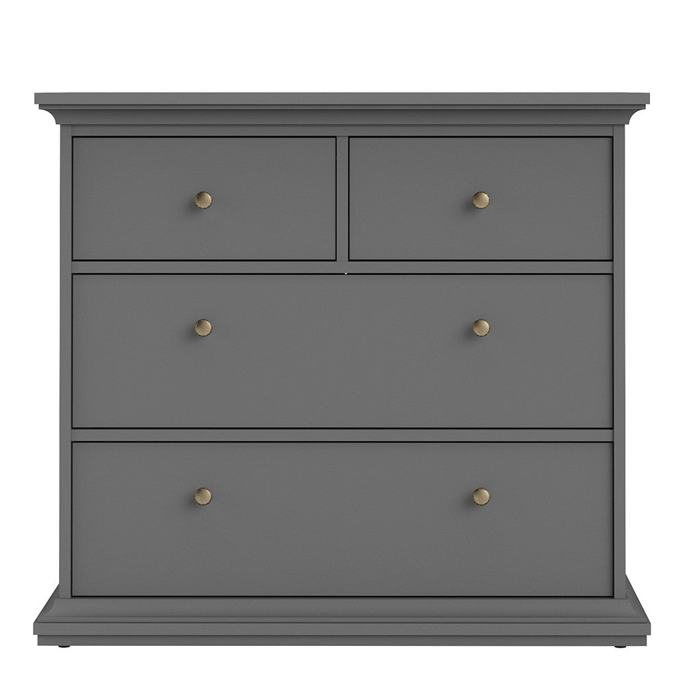 Parisian Chest of 4 Drawers in Matt Grey - The Furniture Mega Store 