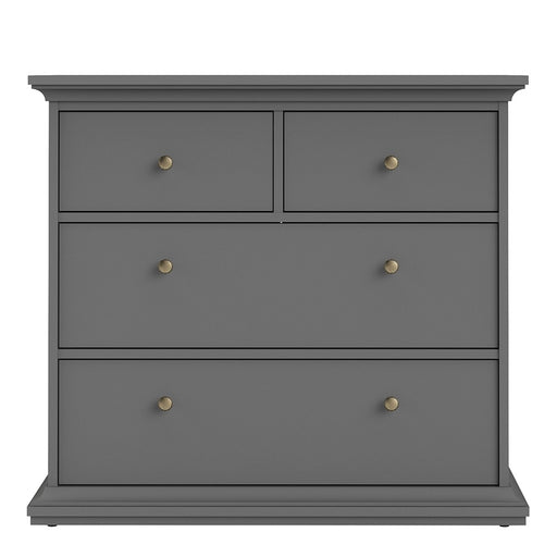 Parisian Chest of 4 Drawers in Matt Grey - The Furniture Mega Store 