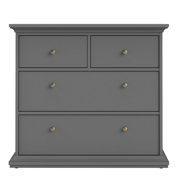 Parisian Chest of 4 Drawers in Matt Grey - The Furniture Mega Store 