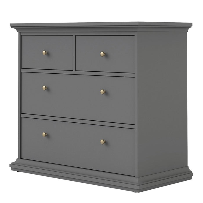 Parisian Chest of 4 Drawers in Matt Grey - The Furniture Mega Store 