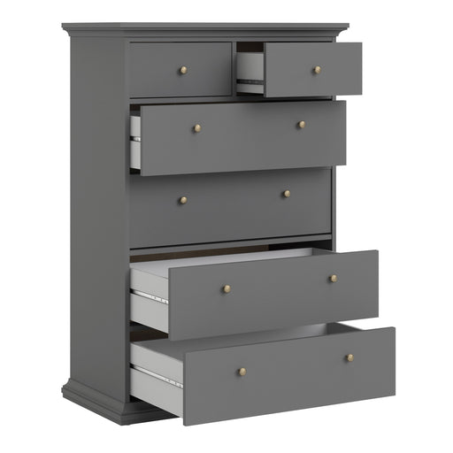 Parisian Chest of 6 Drawers in Matt Grey - The Furniture Mega Store 