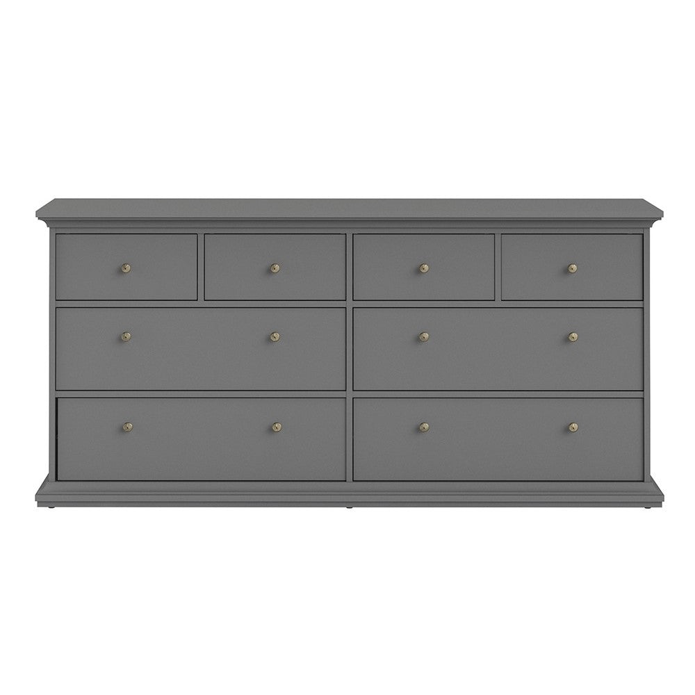 Parisian Chest of 8 Drawers in Matt Grey - The Furniture Mega Store 