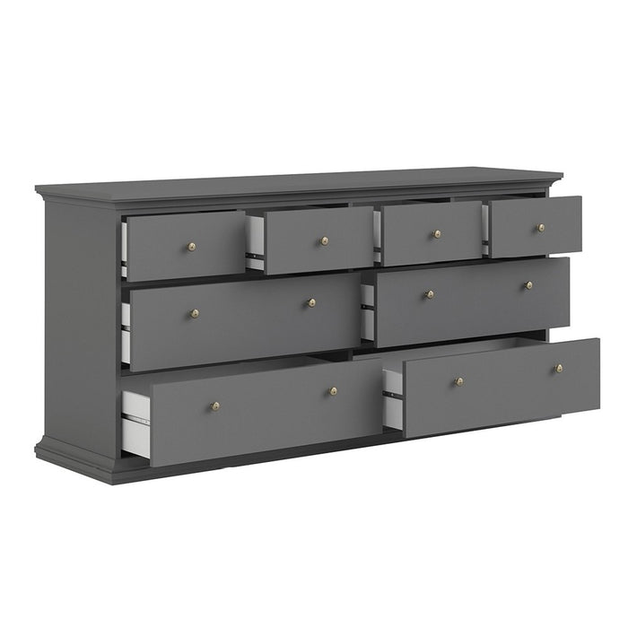 Parisian Chest of 8 Drawers in Matt Grey - The Furniture Mega Store 