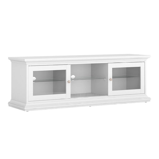 Parisian TV Unit 2 Doors 1 Shelf in White - The Furniture Mega Store 