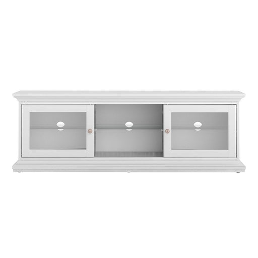 Parisian TV Unit 2 Doors 1 Shelf in White - The Furniture Mega Store 