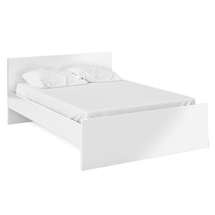Naiah Double Bed 4ft6 - White High Gloss - Optional Storage Drawers - The Furniture Mega Store 
