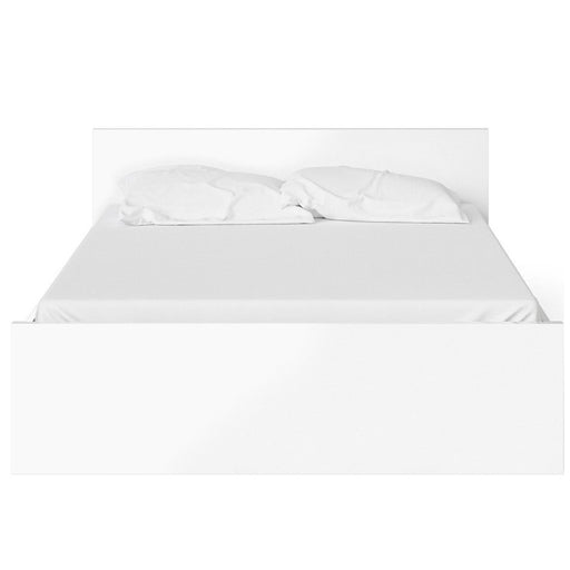 Naiah King Size 5ft Bed - White High Gloss - The Furniture Mega Store 