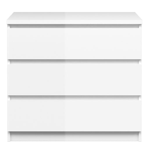 Naiah Chest of 3 Drawers in White High Gloss - The Furniture Mega Store 