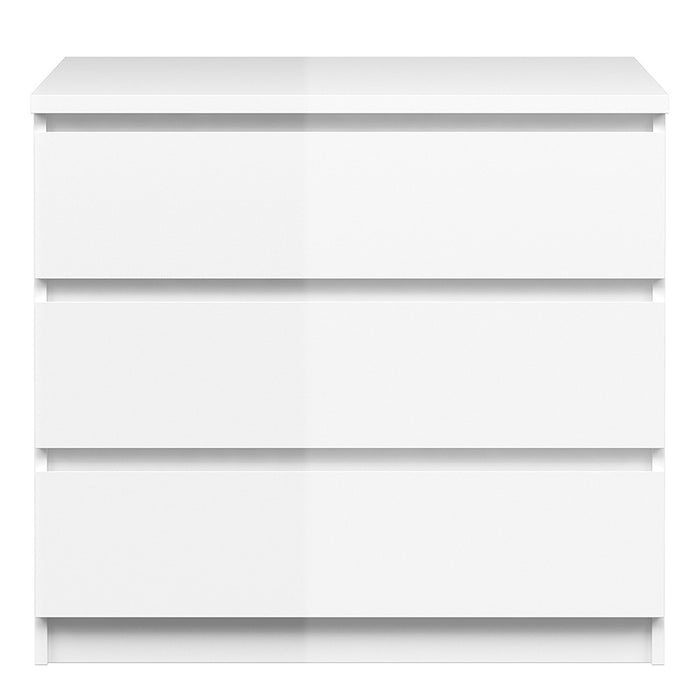 Naiah Chest of 3 Drawers in White High Gloss - The Furniture Mega Store 