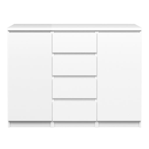 Naiah Sideboard 4 Drawers 2 Doors in White High Gloss - The Furniture Mega Store 