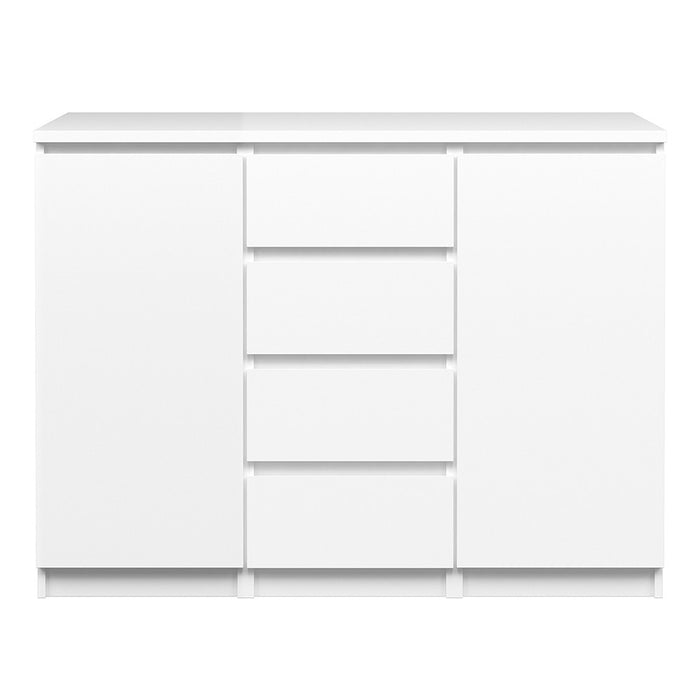 Naiah Sideboard 4 Drawers 2 Doors in White High Gloss - The Furniture Mega Store 