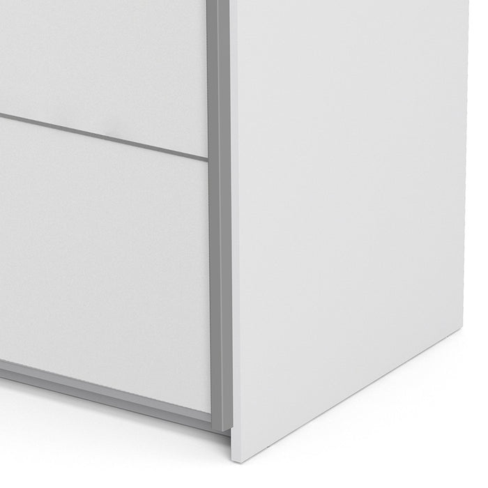 Verona Sliding Wardrobe 120cm in White with White Doors & 2 Shelves - The Furniture Mega Store 