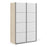 Verona Sliding Wardrobe 120cm in Oak with White Doors with 2 Shelves - The Furniture Mega Store 