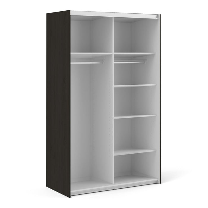 Verona Sliding Wardrobe 120cm in Black Matt with Black Matt Doors & 5 Shelves - The Furniture Mega Store 