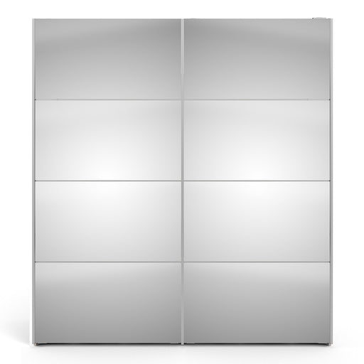 Verona Sliding Wardrobe 180cm in White with Mirror Doors with 2 Shelves - The Furniture Mega Store 