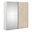 Verona Sliding Wardrobe 180cm in White with Oak and Mirror Doors with 2 Shelves - The Furniture Mega Store 