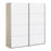 Verona Sliding Wardrobe 180cm in Oak with White Doors with 2 Shelves - The Furniture Mega Store 