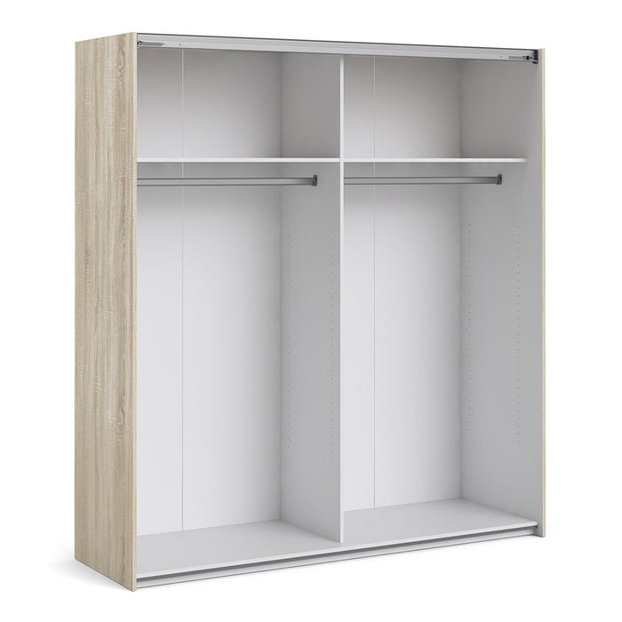 Verona Sliding Wardrobe 180cm in Oak with Oak and Mirror Doors with 2 Shelves - The Furniture Mega Store 