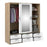 Line Wardrobe - 3 Doors 6 Drawers - Oak & White High Gloss - The Furniture Mega Store 