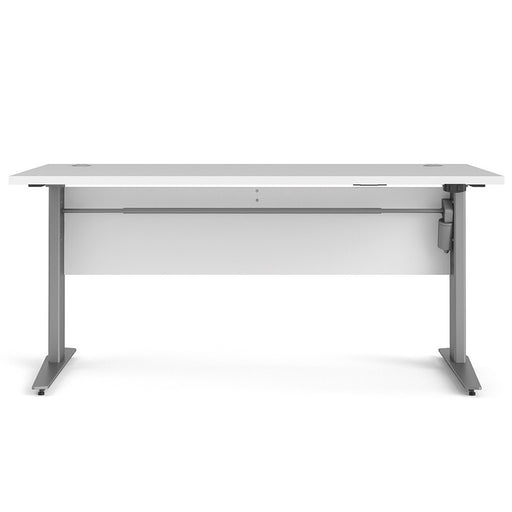 Pria Height Adjustable Electric Control Desk 150cm - White & Silver Grey steel Legs - The Furniture Mega Store 