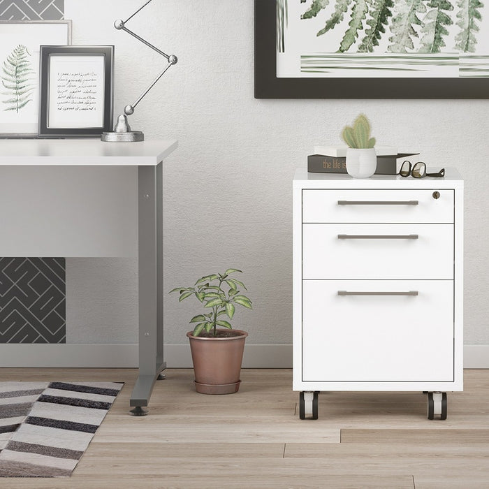 Mobile file cabinet in White - The Furniture Mega Store 