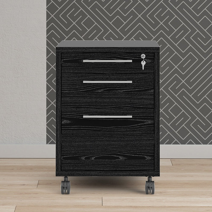 Mobile file cabinet in Black woodgrain - The Furniture Mega Store 