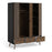 Rena 3 Door 3 Drawer Wardrobe - Matt Black & Walnut - The Furniture Mega Store 