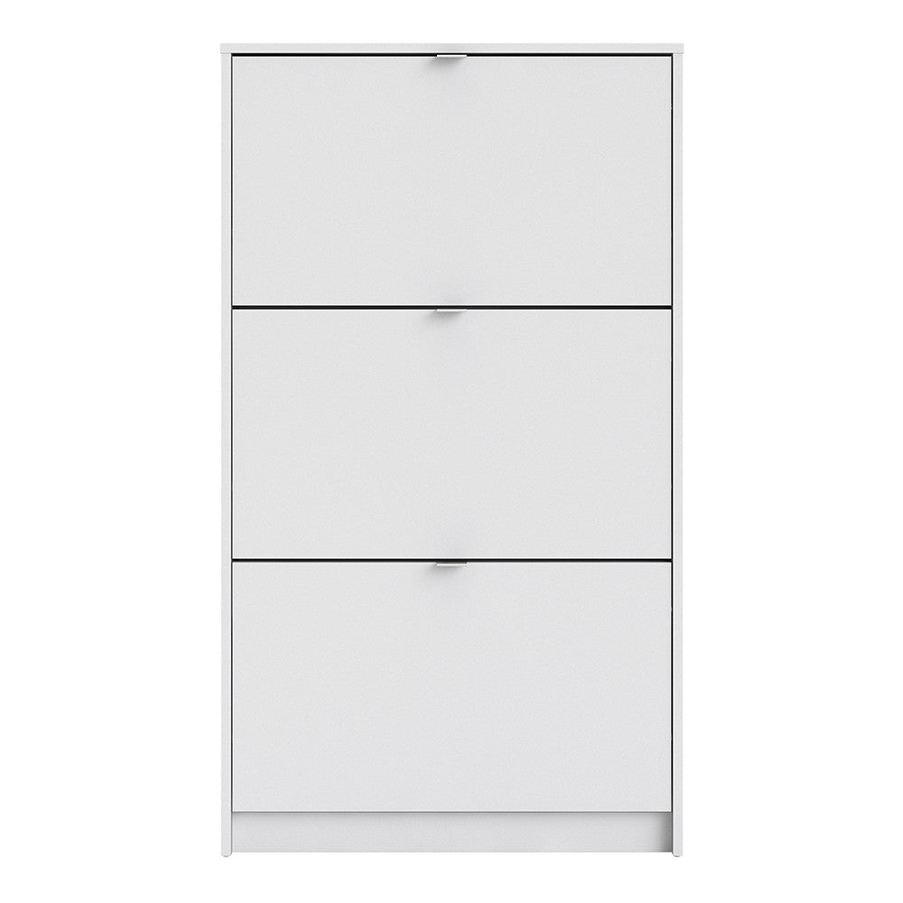 Shoe Cabinet 3 Compartments in White - The Furniture Mega Store 