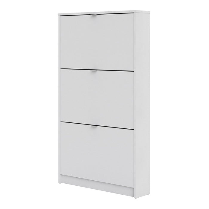 Shoe Cabinet 3 Compartments in White - The Furniture Mega Store 