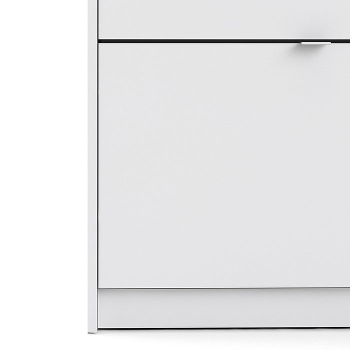 Shoe Cabinet 3 Compartments in White - The Furniture Mega Store 