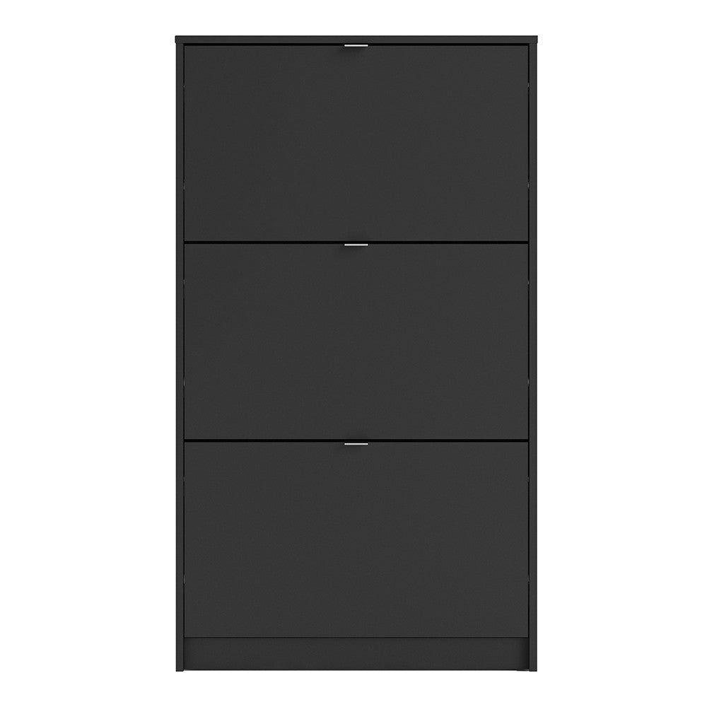 Shoe Cabinet 3 Compartments in Black - The Furniture Mega Store 