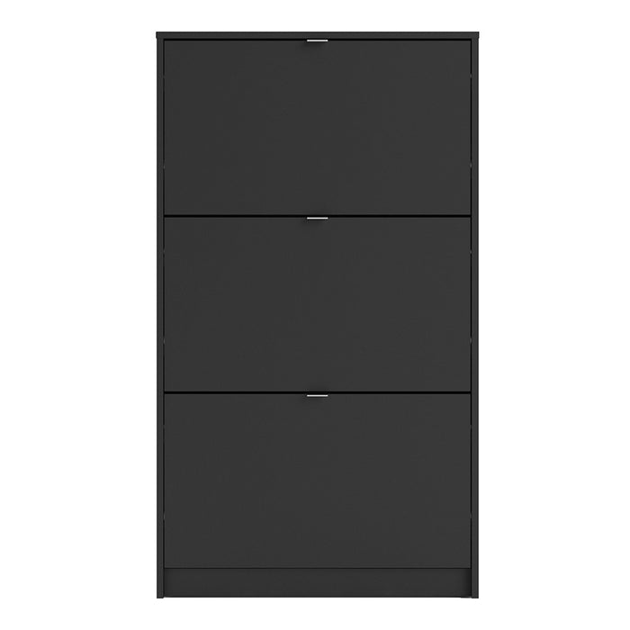 Shoe Cabinet 3 Compartments in Black - The Furniture Mega Store 