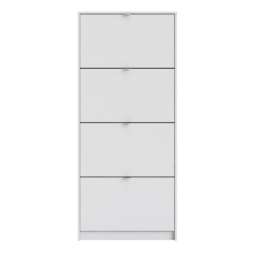 Shoe Cabinet 4 Door Matt White - The Furniture Mega Store 