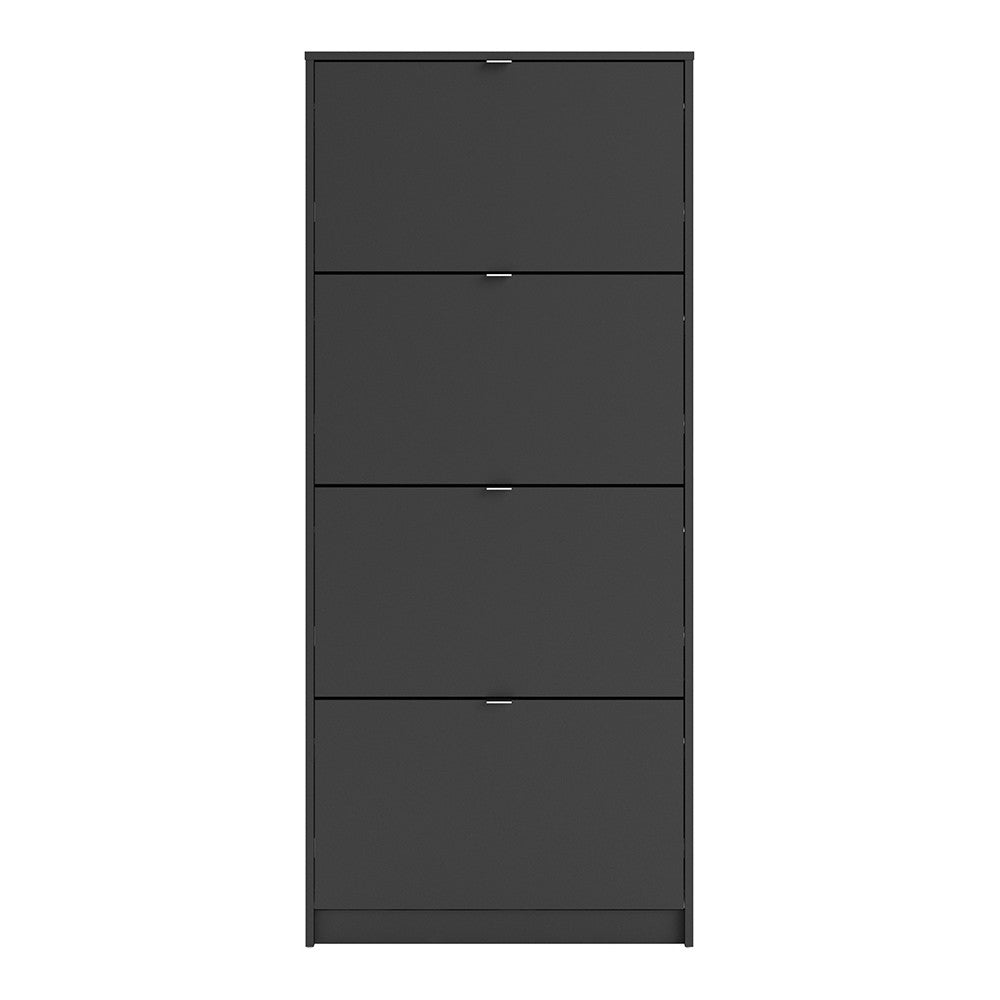 Shoe Cabinet 4 Door Matt Black - The Furniture Mega Store 