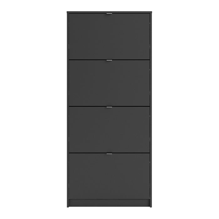 Shoe Cabinet 4 Door Matt Black - The Furniture Mega Store 