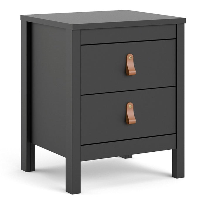 Barcelona 2 Drawer Bedside Cabinet - Matt Black - The Furniture Mega Store 